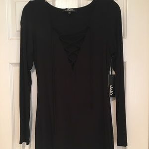 Lulus Laced Up All Night Black Lace Up Dress